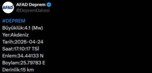 Akdeniz'de korkutan deprem!